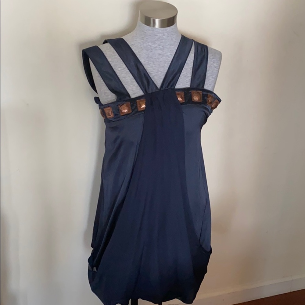 Navy mini dress with brass embellishments size S